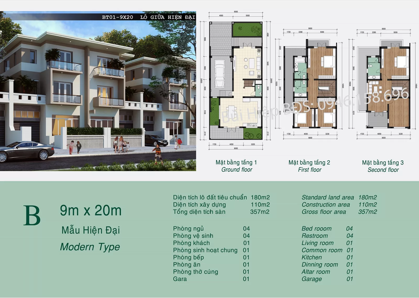 Thiết kế căn Biệt Thự 180m2 tại Khu K Ciputra