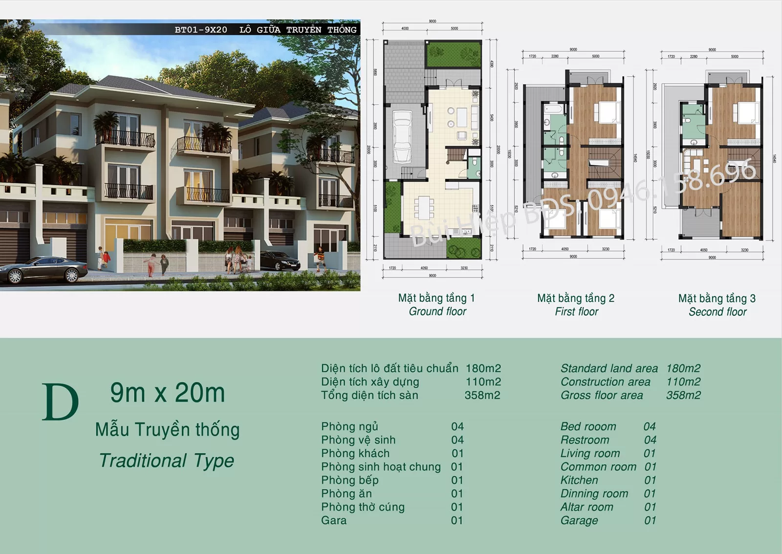 Thiết kế căn Biệt Thự 180m2 tại Khu K Ciputra
