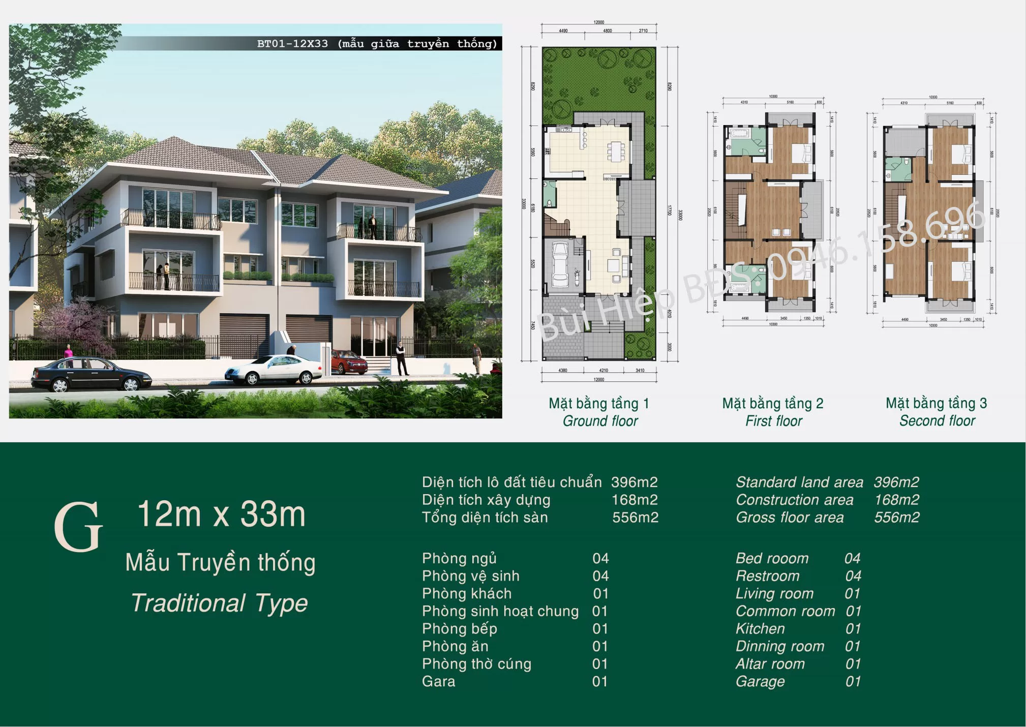 Thiết kế căn Biệt Thự 396m2 tại Khu K Ciputra