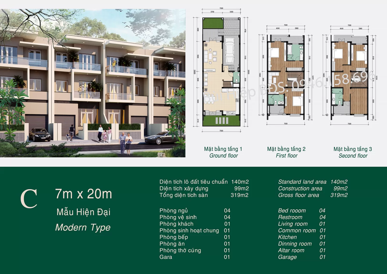 Thiết kế căn Liền Kề 140m2 tại Khu K Ciputra