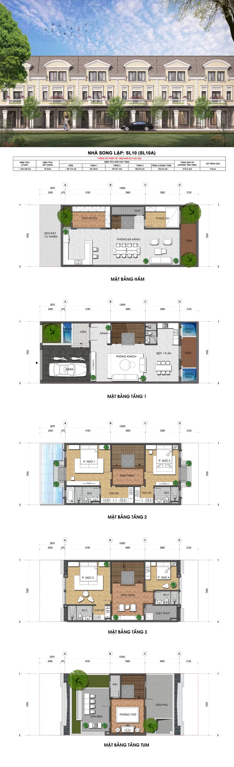 Thiết kế Biệt Thự Song Lập 126m2 An Lạc Green Symphony