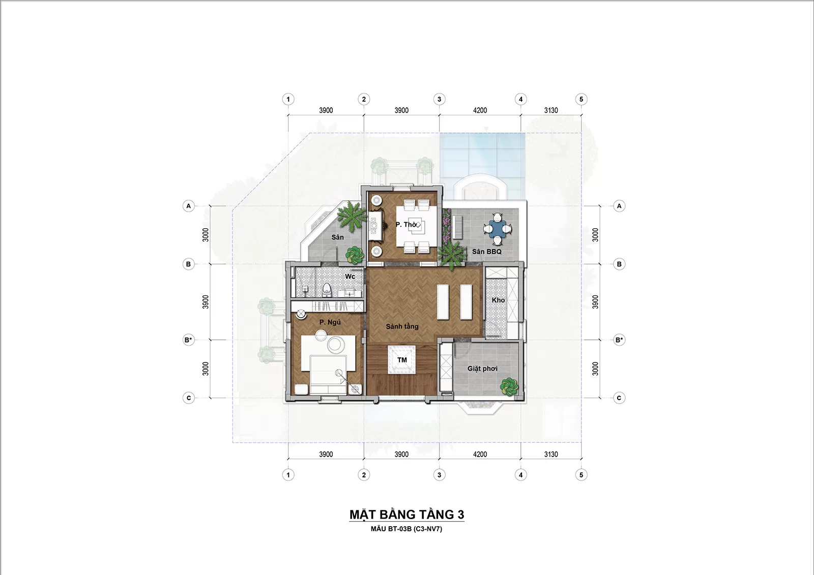 Thiết kế Tầng 3 Biệt Thự Đơn Lập An Lạc Green Symphony
