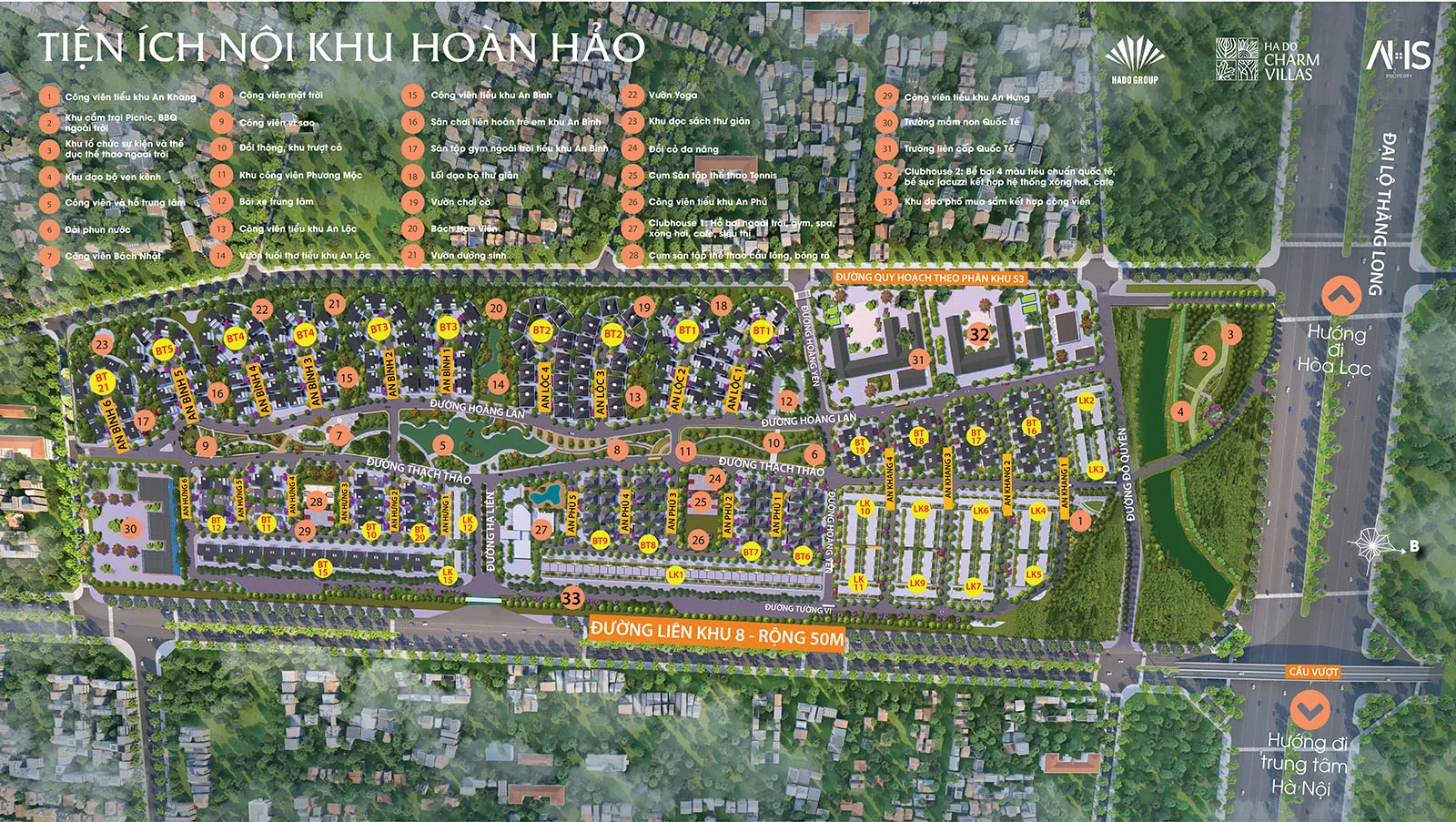 Vị trí và tiện ích mặt bằng dự án Hà Đô Charm Villas
