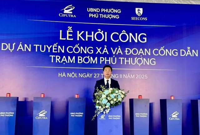 Khởi công tuyến cống xả trạm bơm Phú Thượng - Giải "bài toán ngập" cho KĐT Nam Thăng Long