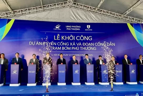 Khởi công tuyến cống xả trạm bơm Phú Thượng - Giải "bài toán ngập" cho KĐT Nam Thăng Long