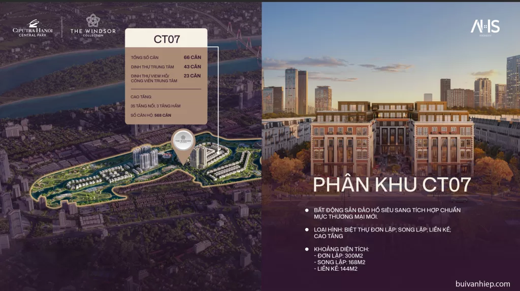 Biệt Thự Đơn Lập 300m2 Phân Khu CT07