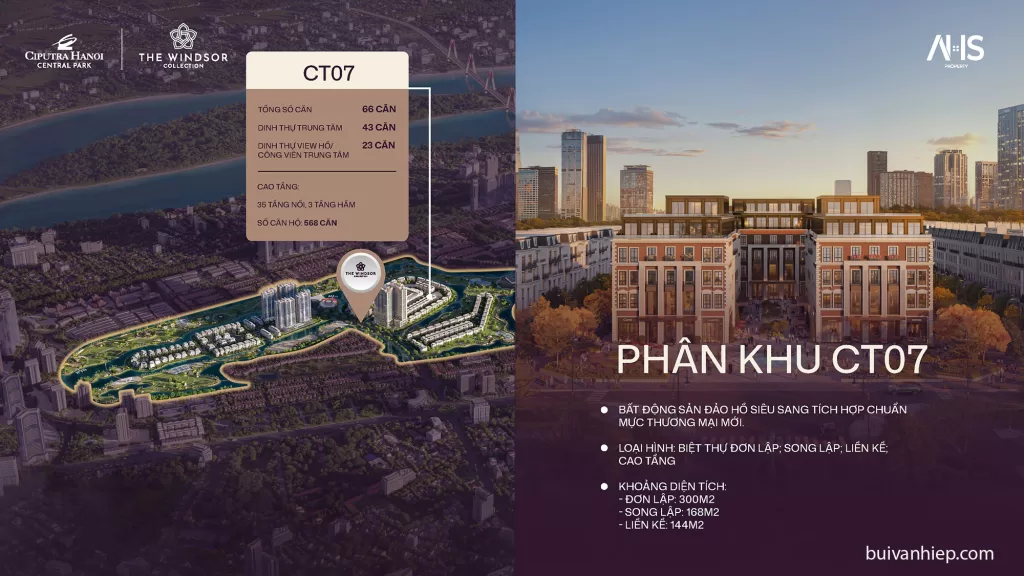 Biệt Thự Đơn Lập 300m2 Phân Khu CT07