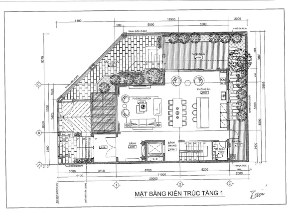 Thiết kế tầng 1 mã căn 25-P2 biệt thự khu P Ciputra
