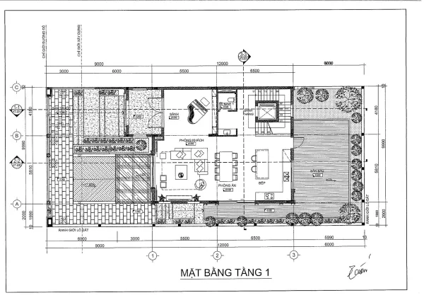 Thiết kế tầng 1 mã căn 05-P3 biệt thự khu P Ciputra