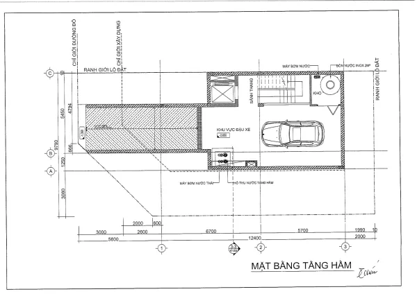 Thiết kế mặt bằng tầng hầm mã căn 1 - P2