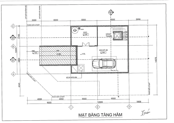 Thiết kế mặt bằng tầng hầm mã căn 24 - P1