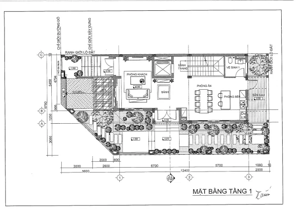 Thiết kế mặt bằng tầng 1 mã căn 1 - P2