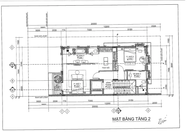 Thiết kế mặt bằng tầng 2 mã căn 19-P2