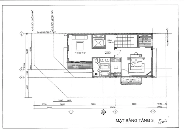 Thiết kế mặt bằng tầng 3 mã căn 1 - P2