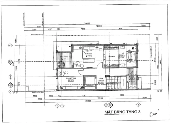 Thiết kế mặt bằng tầng 3 mã căn 19-P2