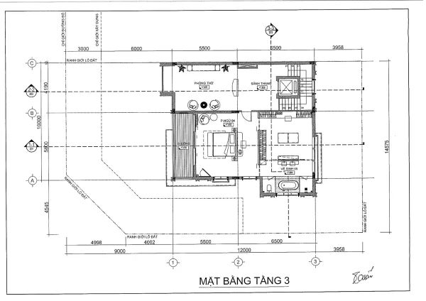 Thiết kế mặt bằng tầng 3 mã căn 24 - P1
