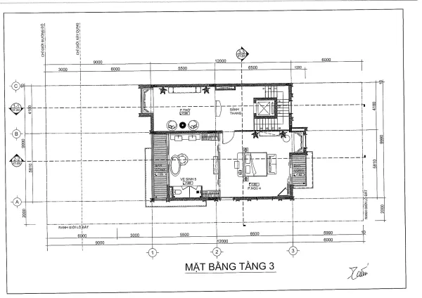 Thiết kế mặt bằng tầng 3 mã căn 3-P3