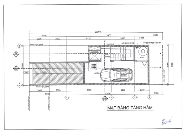 Bản vẽ tầng hầm mặt bằng biệt thự khu P Ciputra 120m2