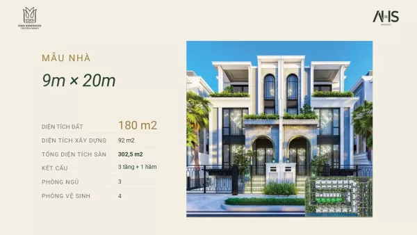 Mẫu biệt thự 9x20m khu P Ciputra