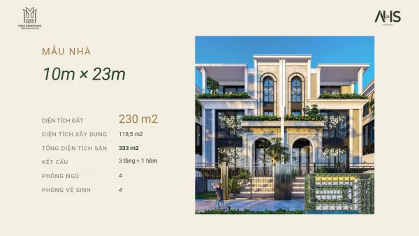 Thông số mặt bằng biệt thự khu P Ciputra 10x23m