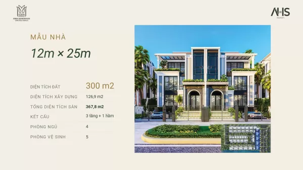 Mẫu biệt thự 12x25m khu P Ciputra