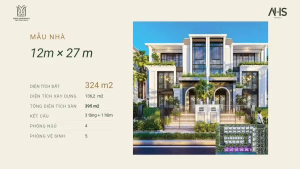 Thông số mặt bằng biệt thự khu P Ciputra 12x27m