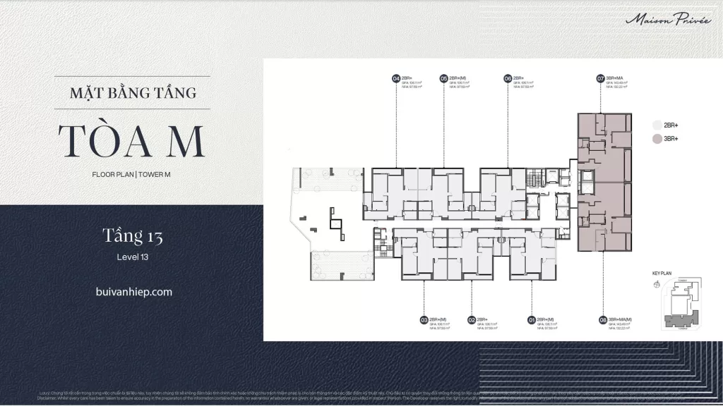 Mặt bằng điển hình tầng 13 Maison Privée Ciputra
