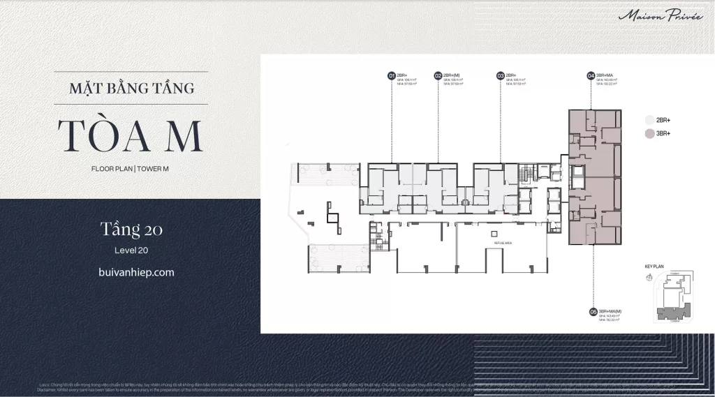 Mặt bằng điển hình tầng 20 Maison Privée Ciputra