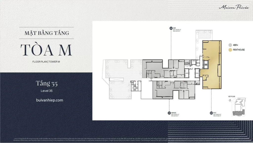Mặt bằng điển hình tầng 35 Maison Privée Ciputra