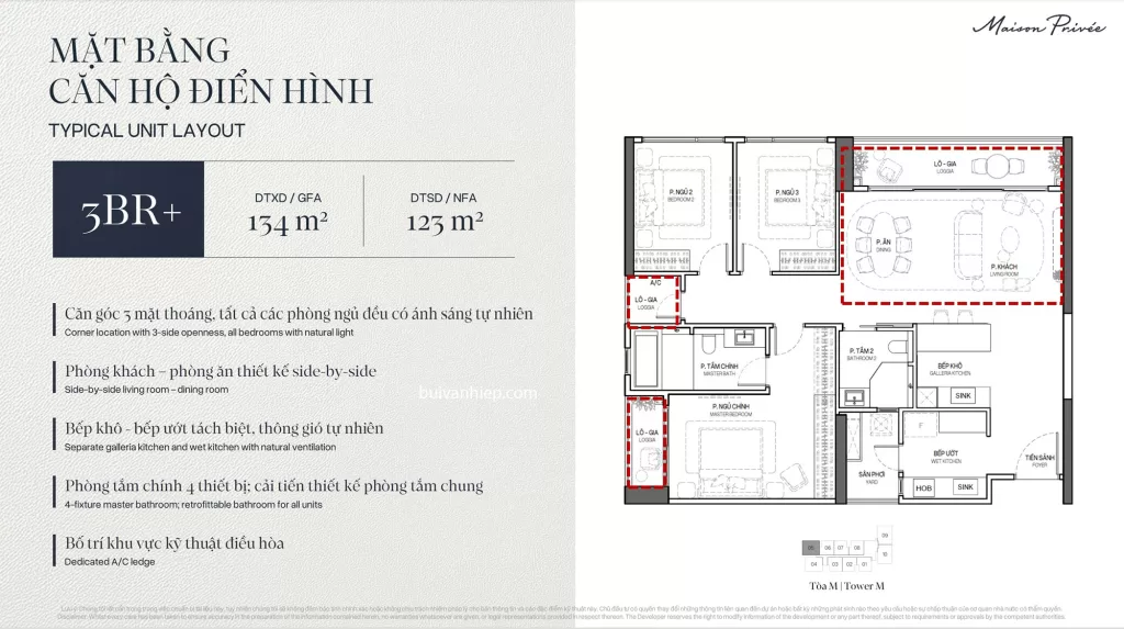 Thiết kế căn hộ 3 PN Maison Privée Ciputra
