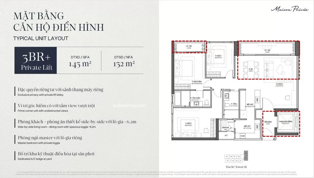 Thiết kế căn hộ 3 PN+ Maison Privée Ciputra