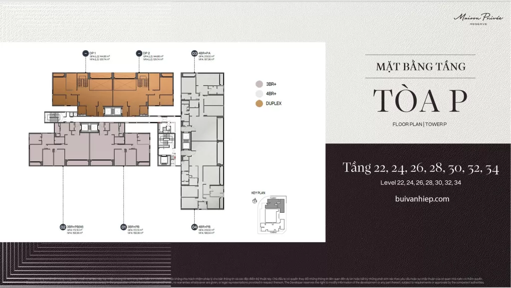 Mặt bằng điển hình T22-T34 Maison Privée Ciputra
