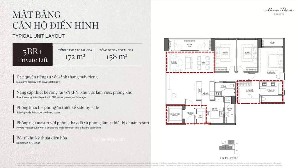 Thiết kế căn hộ 03 Phòng Ngủ Maison Privée Ciputra